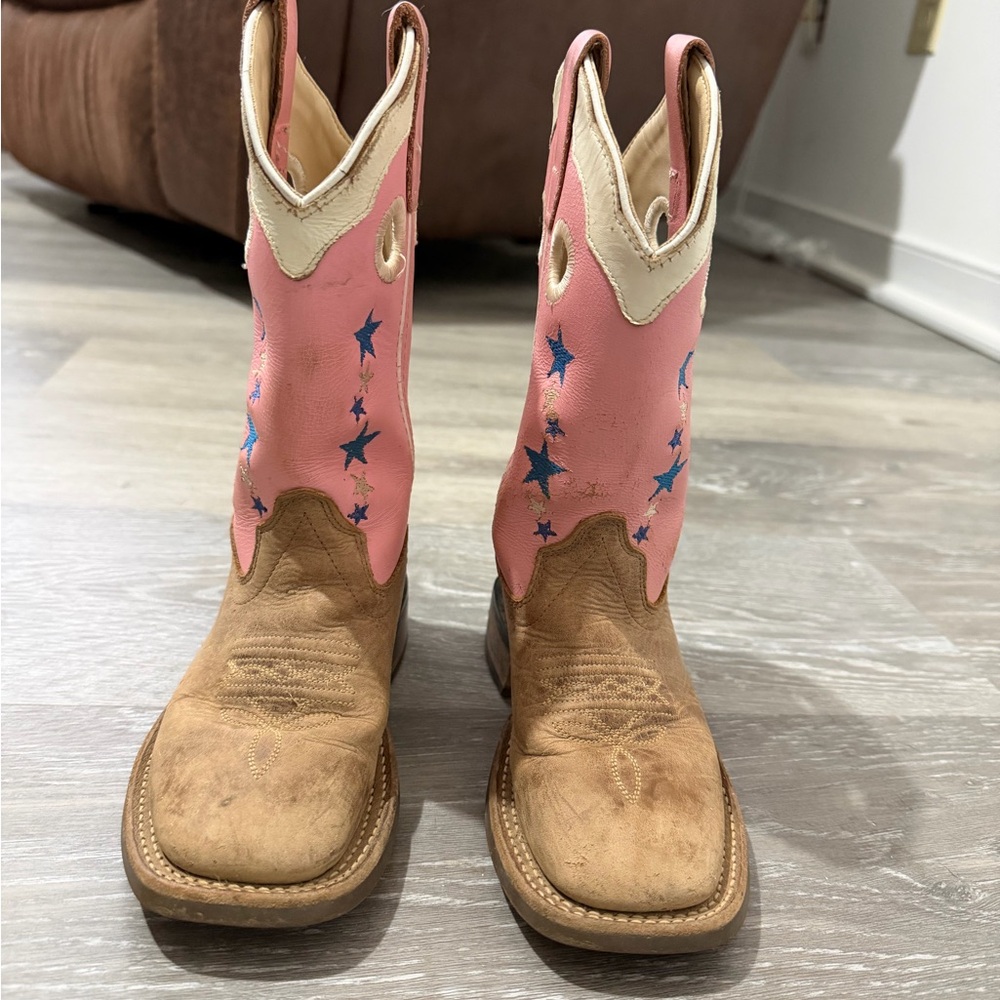 Old West little girls leather cowboy boots